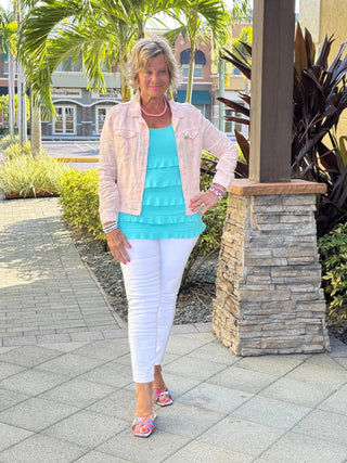 KEY WEST FROSTED PINK LINEN JACKET - Cathys Place