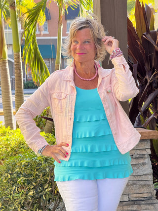 KEY WEST FROSTED PINK LINEN JACKET - Cathys Place