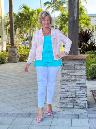 KEY WEST FROSTED PINK LINEN JACKET - Cathys Place