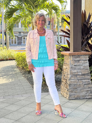 KEY WEST FROSTED PINK LINEN JACKET - Cathys Place