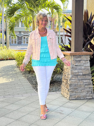 KEY WEST FROSTED PINK LINEN JACKET - Cathys Place