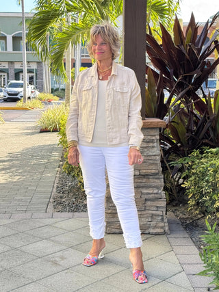 KEY WEST STONE LINEN JACKET - Cathys Place