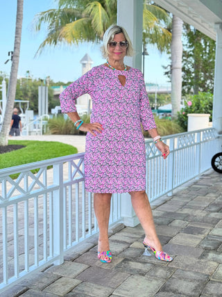 LULU-B AUBREY PINK KEYHOLE DRESS LULU-B