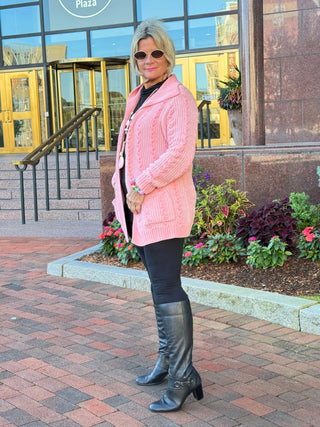 CARDIGAN PLUSH PINK CARDIGAN SWEATER Cathys Place