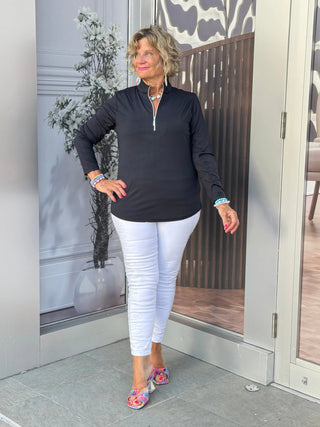 BLACK ZIPPER TOP - Cathys Place
