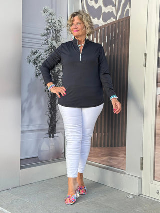 BLACK ZIPPER TOP - Cathys Place