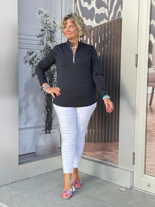BLACK ZIPPER TOP - Cathys Place