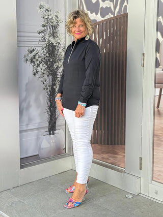 BLACK ZIPPER TOP - Cathys Place