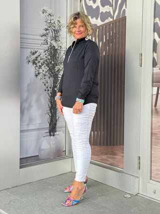 BLACK ZIPPER TOP - Cathys Place