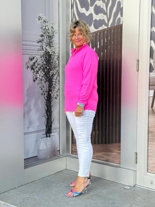 HOT PINK ZIPPER TOP - Cathys Place