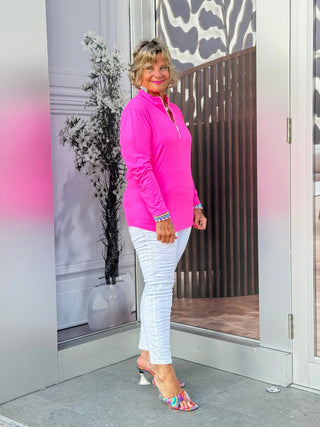 HOT PINK ZIPPER TOP - Cathys Place
