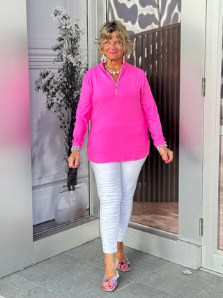 HOT PINK ZIPPER TOP - Cathys Place