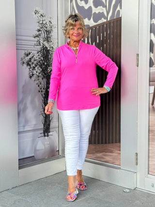 HOT PINK ZIPPER TOP - Cathys Place