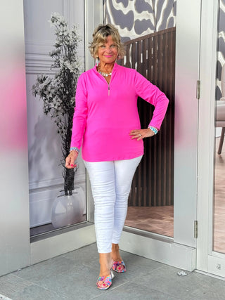 HOT PINK ZIPPER TOP - Cathys Place