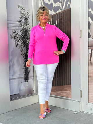 HOT PINK ZIPPER TOP - Cathys Place