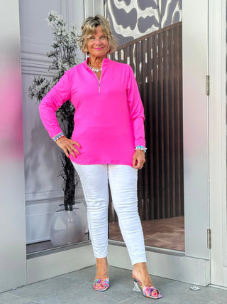 HOT PINK ZIPPER TOP - Cathys Place