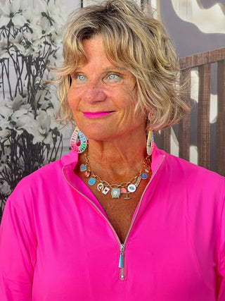 HOT PINK ZIPPER TOP - Cathys Place