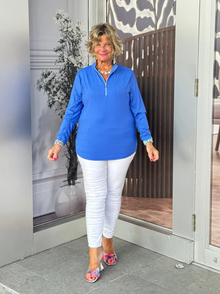 BLUE ZIPPER TOP - Cathys Place
