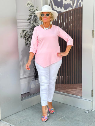 CLEAR PINK ASYMMETRICAL TOP LULU-B