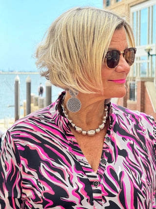 LULU-B SIZZLE PINK HALF ZIPPER TOP LULU-B