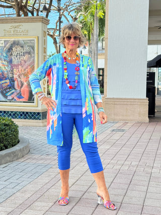 EMBELLISHED  LATTICE CAPRI COBALT - Cathys Place