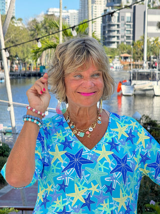 LULU B STARFISH SPLASH ELBOW SLEEVE DRESS LULU-B