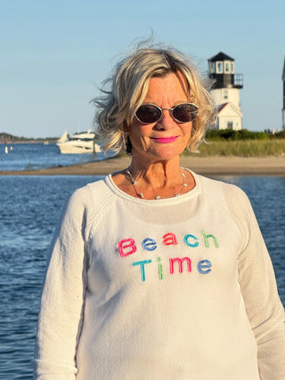 LULU-B WHITE BEACH TIME SWEATER LULU-B