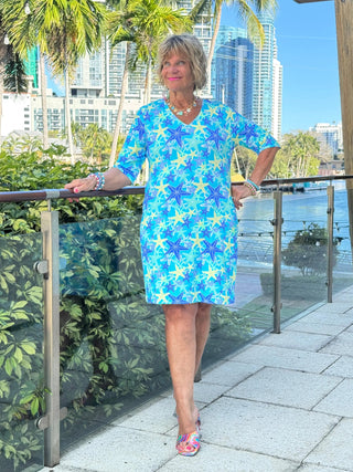 LULU B STARFISH SPLASH ELBOW SLEEVE DRESS LULU-B