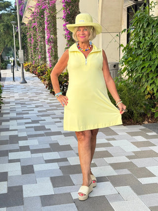 LULU-B SOLID HALF ZIPPER SUNSHINE SWING DRESS LULU-B