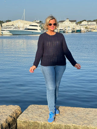 LULU-B BLACK CABLE CREW NECK SWEATER LULU-B