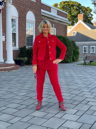 LULU-B RED VELOUR PANTS LULU-B
