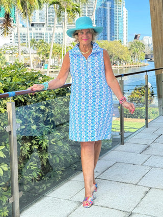 LULU B COASTAL BLOOM ZIPPER SWING DRESS LULU-B