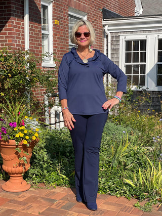 LULU-B NAVY SOLID RUFFLE TOP LULU-B