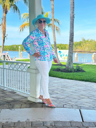 SPLASH OF PINK  HALF ZIPPER LULU-B