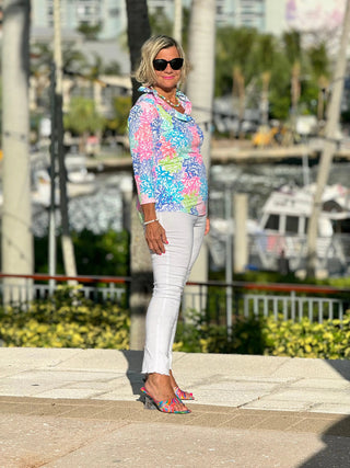 SALINA REEF RUFFLE SLEEVE TOP LULU-B