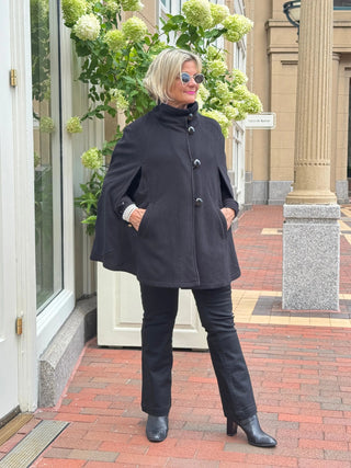 Black Womens Cape Poncho Coat Cathys Place