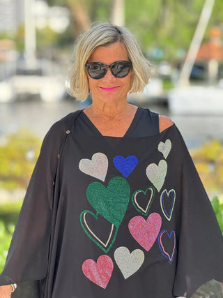 SWAROVSKI CRYSTAL BLACK HEART TOP KOKOMO
