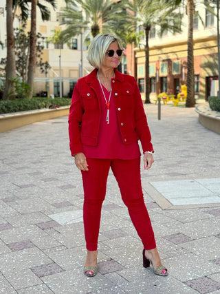 LULU-B RED VELOUR PANTS LULU-B