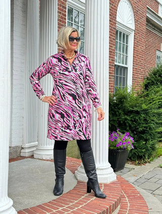 LULU-B SIZZLE PINK RUFFLE SLEEVE DRESS LULU-B