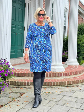 LULU-B SIZZLE BLUE SLEEVE DRESS LULU-B