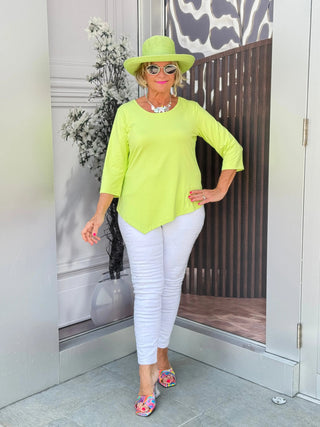 LULU-B LIME ASYMMETRIC TOP LULU-B