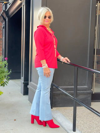 LULU-B RED RUFFLE SLEEVE TOP LULU-B