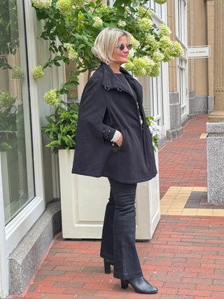 Black Womens Cape Poncho Coat Cathys Place