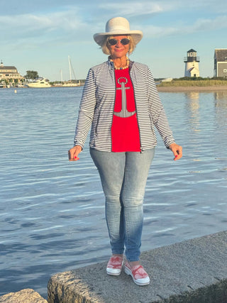 RED  NAVY STRIPED ANCHOR LULU-B