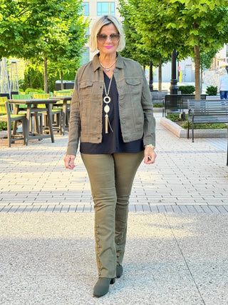 LULU-B NEW OLIVE LINEN JACKET LULU-B