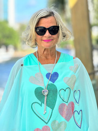 SWAROVSKI CRYSTAL SEAFOAM HEART TOP KOKOMO