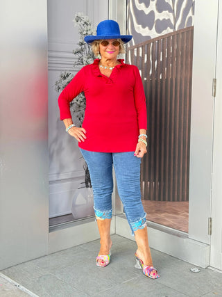 LULU-B CRIMSON RUFFLE TOP LULU-B