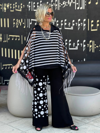 BLACK AND WHITE POKA DOT PALAZZO KOKOMO