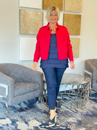 KEY WEST RED LINEN JACKET LULU-B