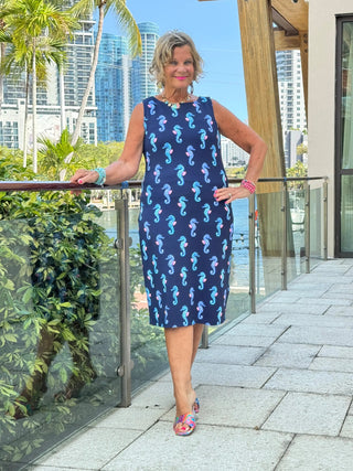 LULU B MIDNIGHT REEF MIDI SHIFT MAXI DRESS LULU-B